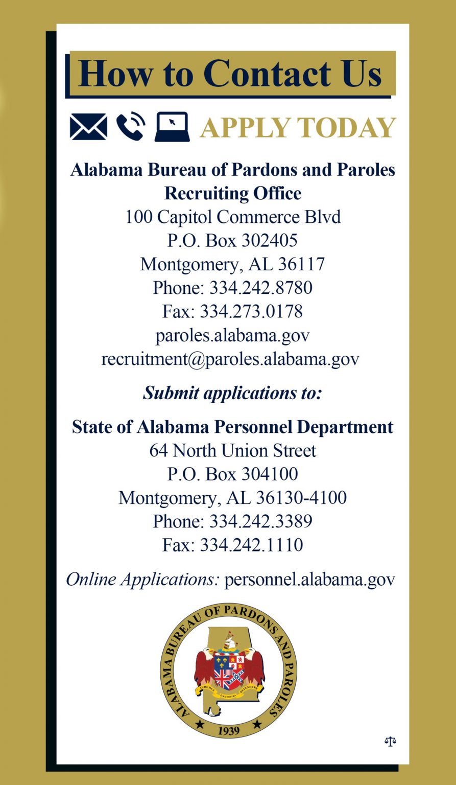 the Badge Alabama Bureau of Pardons and Paroles